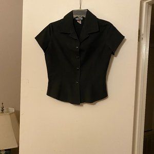 Black cotton, cap sleeve blouse